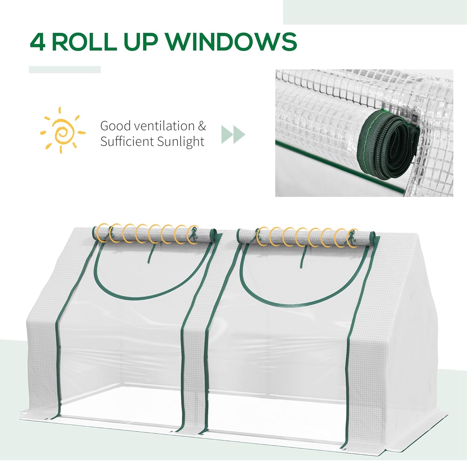 Outsunny 6' x 3' x 3' Portable Greenhouse, Garden Green House with 2 PE/Plastic Covers, Steel Frame and 2 Roll Up Windows, Clear