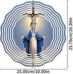 Religious Cross Jesus Wind Spinner, Metal Wind Spinners Outdoor Indoor, Virgin Mary Garden Decor for Outside, Stainless Wind Spinners for Yard and Garden 10 inch 3D (25.76X25 CM)