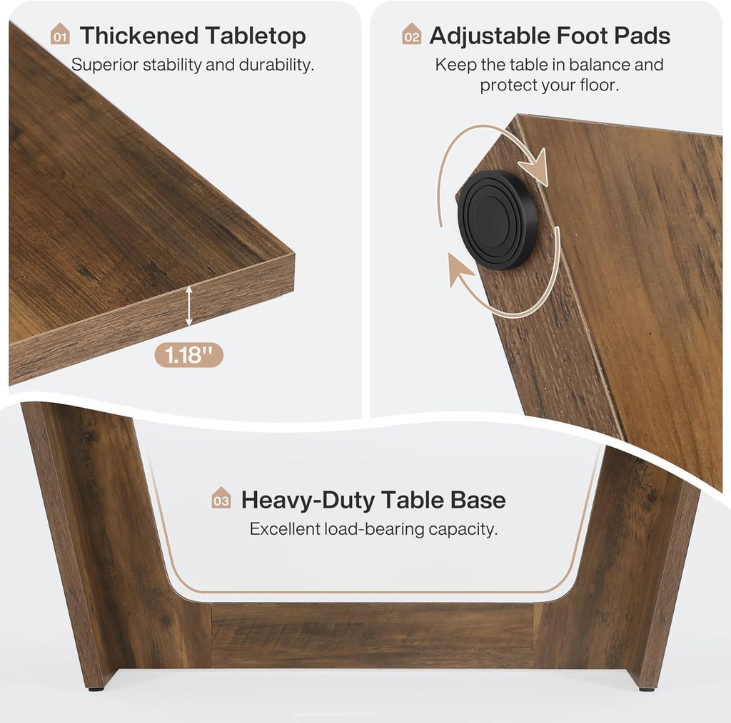 Lailang 71 Inch Dining Table, Rectangular Kitchen Tables, Pedestal Dinner Tables, Rustic Wood Dining Tables, Dining Room Table for 8, Large Table, 71 x 31 x 30 Inch, Rustic Brown