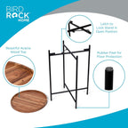 BIRDROCK HOME Folding Side Table with Removable Wood Tray - Modern Accent, Foldable End Table for Living Room, Bedroom - Portable Serving Tray for Decoration, Coffee, Drinks & Food - Natural Acacia