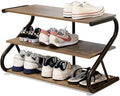 Shoe Rack, Z-Frame Wooden 3-Tier Shelf with Durable Metal Shelves, Shoe Organizer for High Heels, Hallway, Living Room, Closet, Bedroom (Light Rustic)