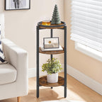 HOOBRO Small Round Side Table, 3-Tier Tall Coffee Drink Table for Sofa Couch, 28.7" H Slim Nightstand, Circle Accent End Table for Living Room, Corner, Bedroom, Rustic Brown BF182BZ01