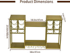 Wall-Mounted Wine Rack Tiered, Bistro Metal Hanging Bar Shelf, Floating Liquor Shelves with Glass Holders for Bars Club Home, Gold