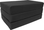 D&D Futon Furniture Trifold Foam Bed, Folding Ottoman Mattress (Black, Chair Size (6 x 27 x 75))