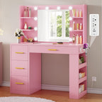 YITAHOME Vanity Desk with Mirror & Lights | 4 Drawers and 3 Lighting Modes