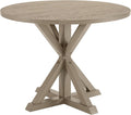 ROME + OAK Spier Modern Dining Table, 40-Inch Round Tabletop with Sturdy Pedestal Base, Rustic Beige - Retro Style Furniture Piece for Homes