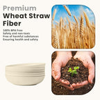 Homienly 65 oz Large Salad Bowls Wheat Straw Big Bowls 10 inch Serving Bowls Wheat Straw Plates Bowls Set of 6 Wide and Shallow Bowls for Kitchen Dishwasher Safe-Beige