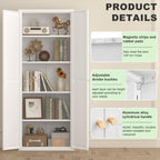 71" Tall Kitchen Pantry Storage Cabinet, Kitchen Storage Cabinet with Doors and 4 Adjustable Shelves, Metal Freestanding Cupboard for Garage Dining Room Living Room Bathroom, White