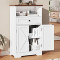 Floor Cabinet, Farmhouse Storage Cabinet with Barn Doors and Drawer, 11.81" D x 23.62" W x 39.37" H White Freestanding Adjustable Shelf Organizer for Bathroom, Kitchen, Living Room
