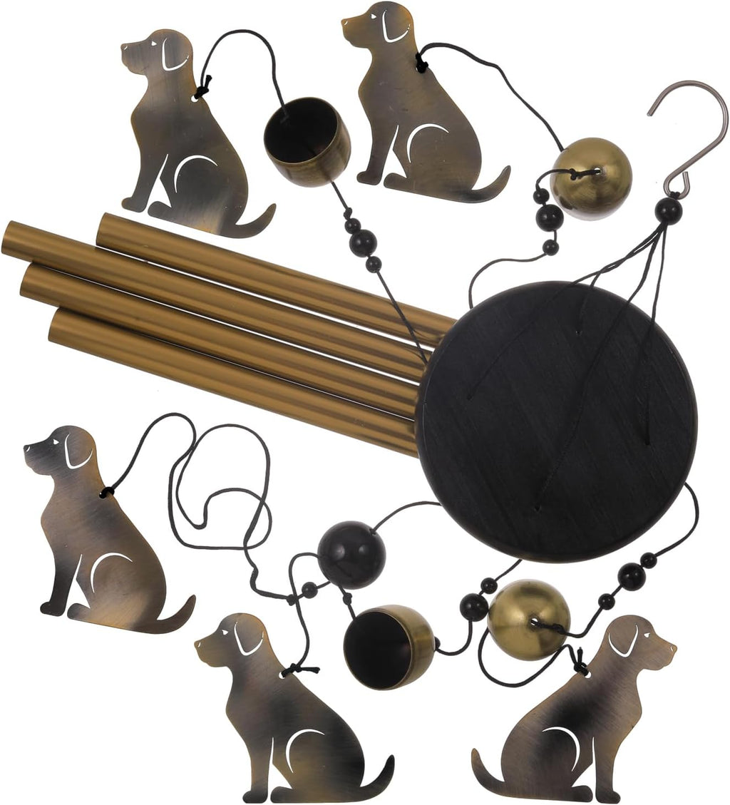 Garden Dog Wind Chimes Outdoor Indoor Decor - with 4 Tubes 4 Bells 5 Dogs Wind Chime, Mobile Romantic Dog Wind Catcher, Dogs Windchimes for Home, Mom Gifts, Balcony, Tree, Festival, Garden Decoration
