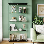Glass Display Cabinet with 4-Shelf Double Door and Lock, 5mm Tempered Glass