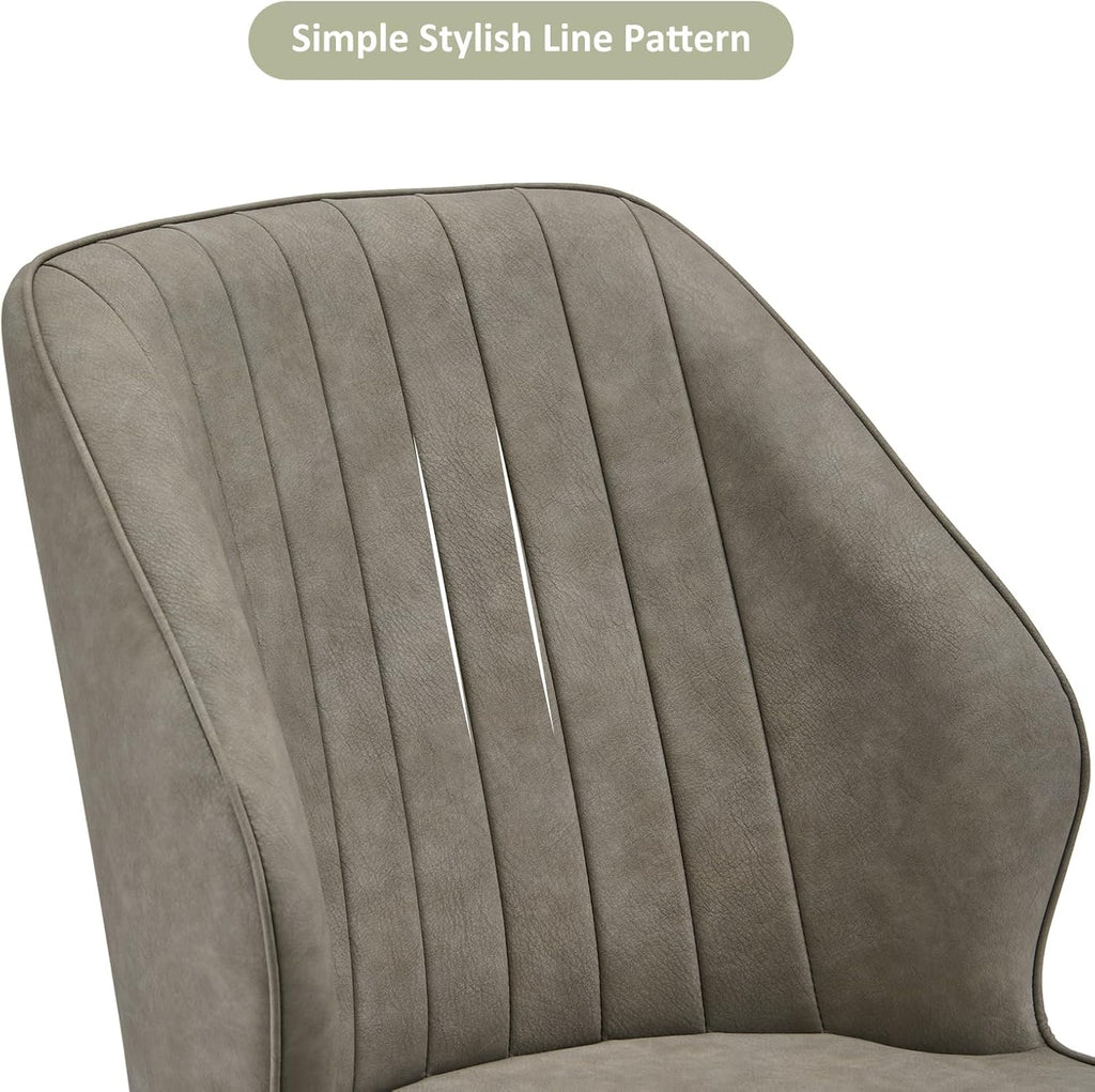 TUKAILAi Modern Dining Chairs Set of 6, Faux Leather Upholstered Kitchen Chairs with Curved Backrest & Metal Legs, Comfy Accent Side Chairs for Guest Reception Restaurant Commercial (Light Grey)