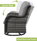 Outdoor Patio Swivel Rocker Chairs - Wicker Rattan Patio Swivel Rocking Chairs Set of 2 with High Back,Deep Seating and Comfort Cushions for Deck Porch Garden,Mixed Grey/Beige