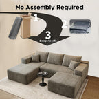 107.5" Cloud Modular Sectional Couch with 1 Ottoman,Modern Minimalist Upholstered Couches, Comfort U Shaped Sofa for Living Room,Deep Seat Corner Couch，No Assembly Required (Camel,Left Facing Chaise)
