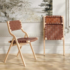 Soohow Wood Folding Chairs, Foldable Chairs Chairs Wooden Indoor Stackable Dining Chairs for Kitchen & Dining Room Chair Woven Seat & Webbing Back, Dining Chair Set of 2