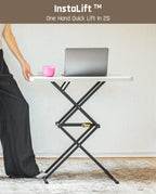 FanttikOutdoor Small Folding Table Quick Adjust 3 Heights, TV Tray, Dining | 2-Second One-Handed Adjustable Height, Foldable Laptop Desk, 3.2" Folded, No Assembly, 28 inch, 1 Pack, White Zeta X1 Pro