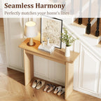 AQIMUELE Natural Console Table Thin Rubberwood Minimalist Mid-Century Style | Stable and Sturdy 11.8" D x 39.4" W x 31.5" H for Entryway/Sofa Back