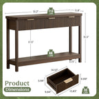 Lulive Fluted Console Table, 51 Inch Entryway Table with 3 Drawers | Scandi farmhouse look with quiet full-extension slides, open lower shelf, profile for hallway, entry, foyer or behind sofa.