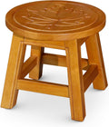 DTY Indoor Living Fairplay Carved Wooden Step Stool, Maple Leaf, Natural
