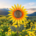 Yard Wind Spinner Outdoor,Garden Wind Spinners & Wind Sculptures,Sunflower Windmills Lawn Decor,Metal Flower Garden Pinwheels for Yard,12.8 * 57 Inches
