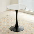 Round Metal Side Table - Modern Slate Coffee Table, Decorative Accent End Table for Living Room, Bedroom, Patio - Small Circle Side Table with Sturdy Base, A