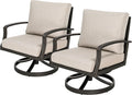 Patio Swivel Armchairs Set of 2, Never-Rust Aluminum Swivel Sofa Chairs with Thick Cushion, Wide Seating Outdoor Sofa Chairs Backyard Club Chairs for Poolside, Porch, Indoor, Dark Bronze