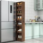 KEIKI 7 Tier Pull-Out Kitchen Pantry Storage Cabinet, Multi-Tier Single-sided Open Shelf, Spice Rack Next to Fridge, Freestanding Wood Hutch Food Pantries Cupboard for Dining Room, Narrow Spaces