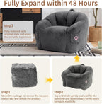 Vipbear Cat Paw Bean Bag Chair, Oversized Air-Cushion Sofa Chair Dark Gray | 39", air-cushion filling, cat paw Pocket, carry handle, oversized firm support, ergonomic, plush faux fur, gaming, reading