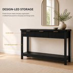 Lulive Fluted Console Table, 51 Inch Entryway Table with 3 Drawers | Scandi farmhouse look with quiet full-extension slides, open lower shelf, profile for hallway, entry, foyer or behind sofa.