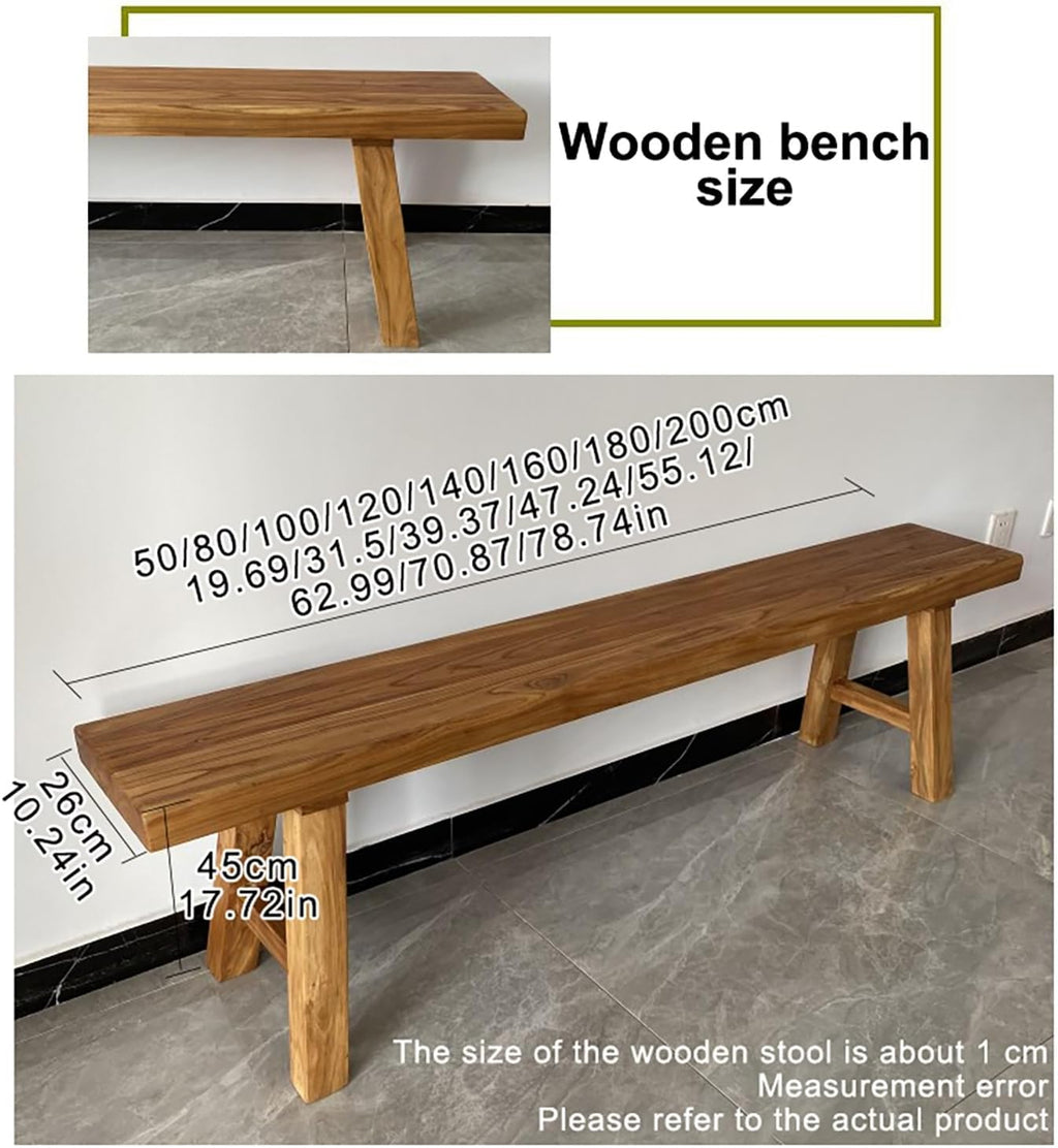 Wood Dining Bench Farmhouse Style Wooden Bench Indoor Kitchen Bench for Living Room Hallway Bedroom.(31.5x10.24x17.72in)