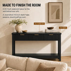 Lulive Fluted Console Table, 51 Inch Entryway Table with 3 Drawers | Scandi farmhouse look with quiet full-extension slides, open lower shelf, profile for hallway, entry, foyer or behind sofa.