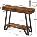 LITTLE TREE 41-Inch Console Table with Geometric Metal Frame, Rustic Brown, Entryway Tables, Storage Shelves, 2-Tier, Industrial, Hallway Sofa Table, Accent Table, Living Room