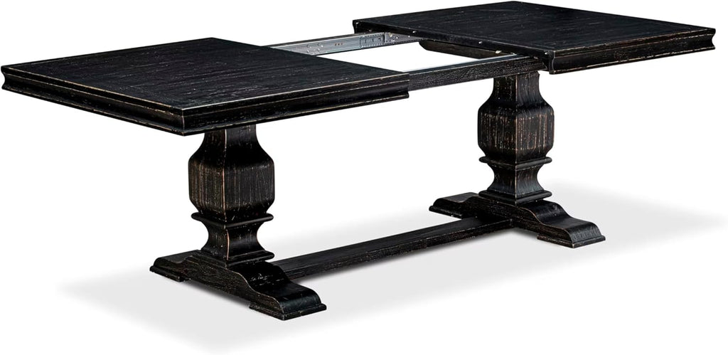 LKT-SBB-TP - A Wooden Dining Table with Removable Rectangular Tabletop - Sand Blasting Black Finish