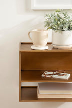 Kate and Laurel Nomi Modern Metal Floating Side Table with Storage, 18 x 10 x 12, Gold, Contemporary Tiered Floating End Table for Use as Wall Shelf for Small Spaces