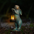 MININOVA Garden Statues Rabbit with Solar Lantern Resin Outdoor Bunny Figurines Decorations for Patio Yard Lawn Ornaments Gifts for Mother's Day Birthday Housewarming