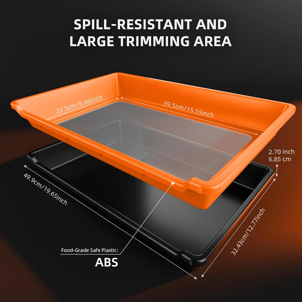 Spider Farmer Trim Tray Kit with Trimming Tray, 150 Micron Precision Screen, Bottom Harvest Bin, Scissors, Brush & Magnifying Card – Collect Pollen and Fine Plant Material