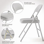 Folding Portable Card Table and Foldable Chair Set of 5, Pu Upholstered Foldable Chairs and Table With Metal Frame, Folding Table and Chair Suitable for Dining Room, Living Room, Office, Camping-Grey