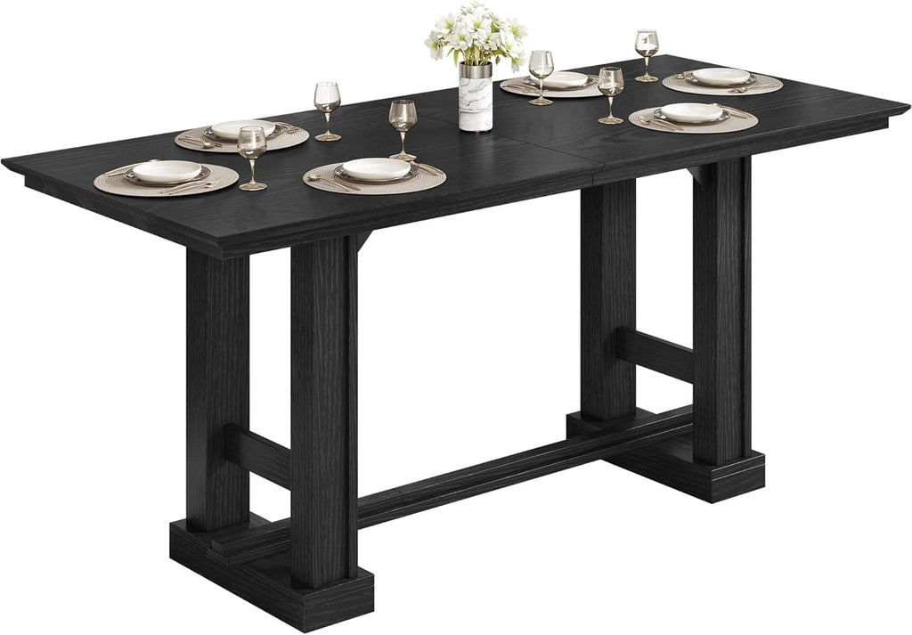 YITAHOME 70" Dining Table for 6–10 People, Farmhouse Rectangular Kitchen Table with Thick Base for Dining Room, Living Room, and Kitchen, Black