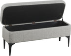 HomePop Upholstered Storage Bench with Metal Leg, 42" W, Cool Gray Woven