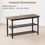 Giantex 3-Tier Shoe Bench, 32" L Shoe Organizer Storage Bench with Metal Slat Shelves & Seat, Front Door Shoe Rack for Entryway, Hallway, Bedroom, Living Room