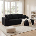 92.5" Modular Sectional Sofa, L-Shaped Cloud Couch with Deep Seats & Chaise, Convertible 4-in-1 Corduroy Couches for Living Room, Bedroom, No Need Assembly - Black(Right Facing Chaise)