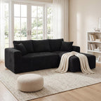 92.5" Modular Sectional Sofa, L-Shaped Cloud Couch with Deep Seats & Chaise, Convertible 4-in-1 Corduroy Couches for Living Room, Bedroom, No Need Assembly - Black(Right Facing Chaise)