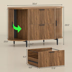 SEDETA Fluted 2 Drawer File Cabinet with 2 Sliding Door for Home Office | 39.4" Filing Cabinet for Home Office,fit Legal/Letter/A4 Siz,Modern File Cabinet with 2 Drawers,Printer Stand,Brown