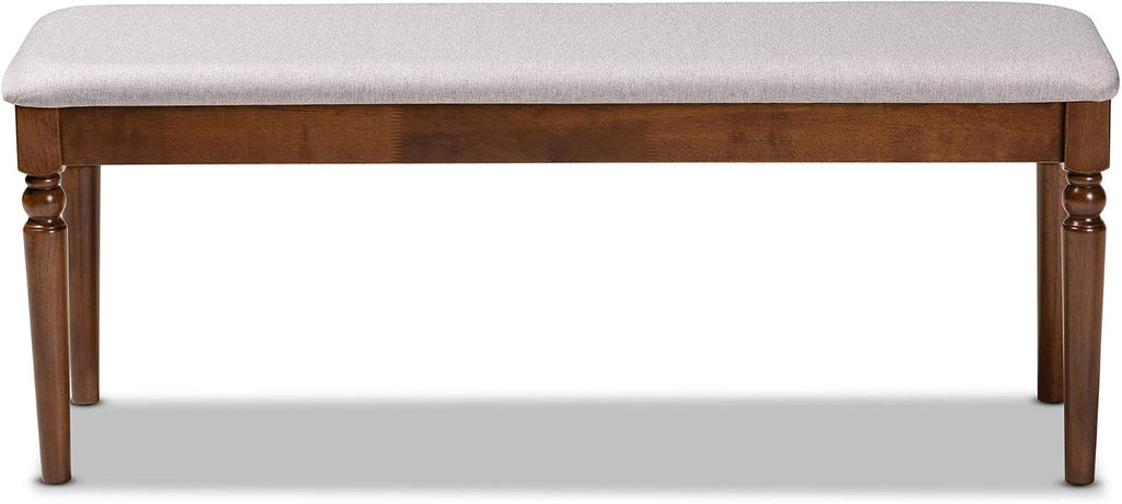 Baxton Studio Giovanni Modern and Contemporary Grey Fabric Upholstered and Walnut Brown Finished Wood Dining Bench