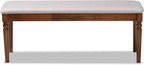 Baxton Studio Giovanni Modern and Contemporary Grey Fabric Upholstered and Walnut Brown Finished Wood Dining Bench