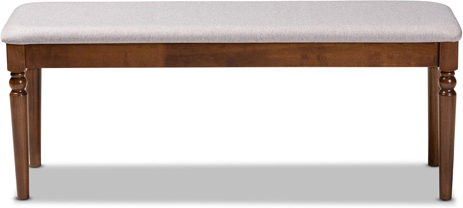 Baxton Studio Giovanni Modern and Contemporary Grey Fabric Upholstered and Walnut Brown Finished Wood Dining Bench