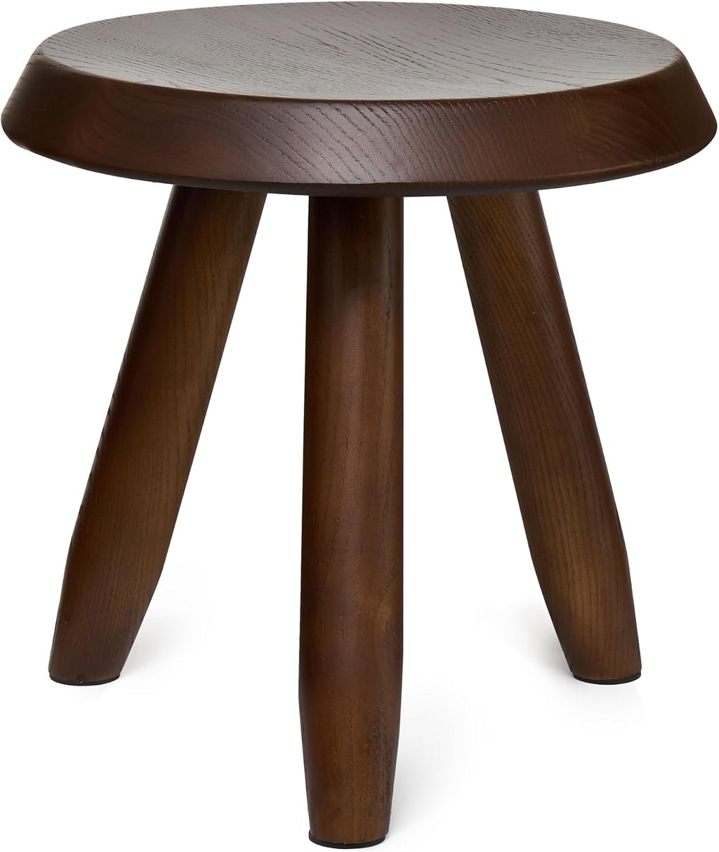 Tabouret Walnut Stool – Handcrafted Hardwood Seating Inspired by Charlotte Perriand, Artisan-Made Small Side Table, Nightstand, Footstool, or Plant Stand – Premium Walnut Finish