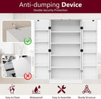 SUNLEI 47" Kitchen Pantry Storage Cabinet, Modern Freestanding Pantry Storage Cabinet with Adjustable Shelves, Buffet Cupboards Storage for Kitchen, Dining Room, White