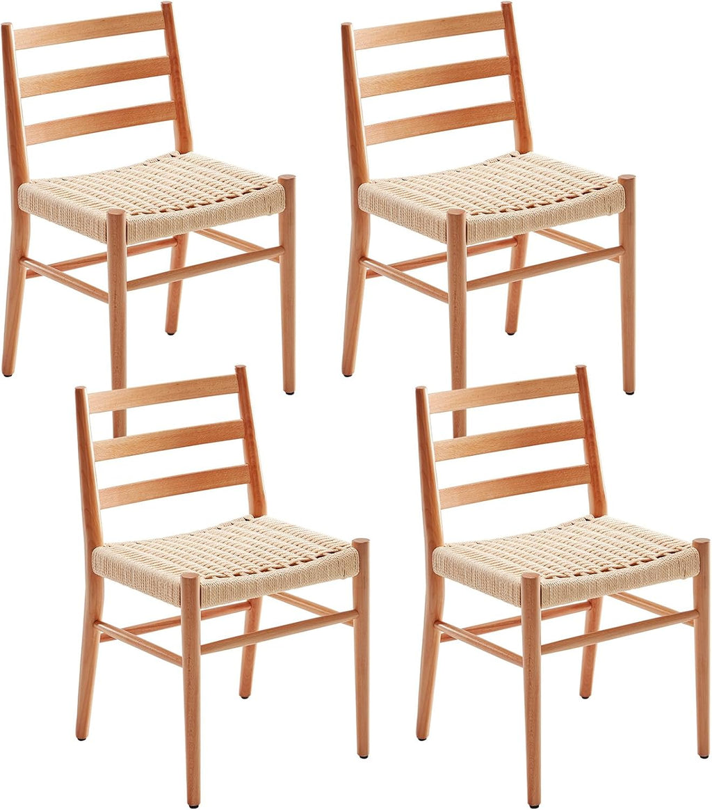 STARY Dining Chairs Set of 4, Woven Rope Seat with Sturdy Metal Frame, Mid Century Modern Dining Room Chairs for Kitchen, Living Room, Restaurant
