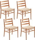 STARY Dining Chairs Set of 4, Woven Rope Seat with Sturdy Metal Frame, Mid Century Modern Dining Room Chairs for Kitchen, Living Room, Restaurant